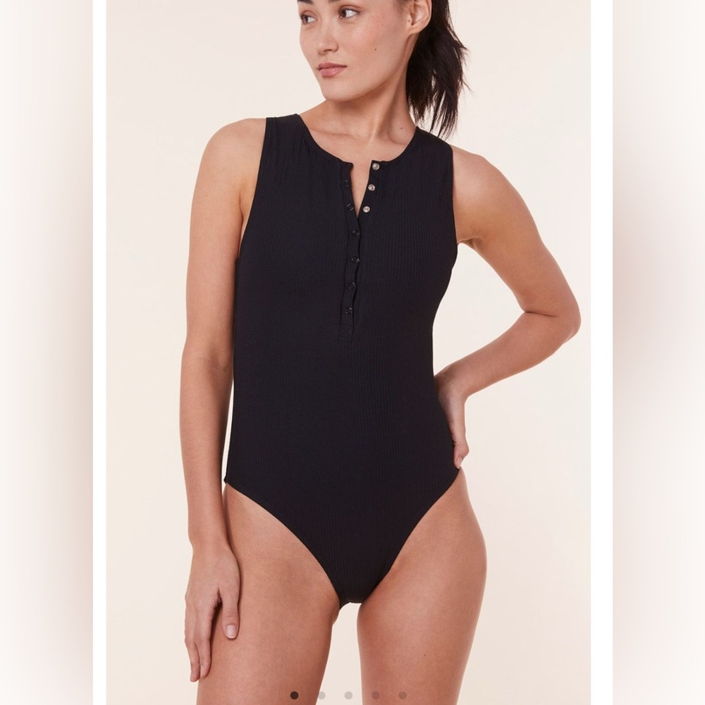 Black snap-up swimsuit by Andie